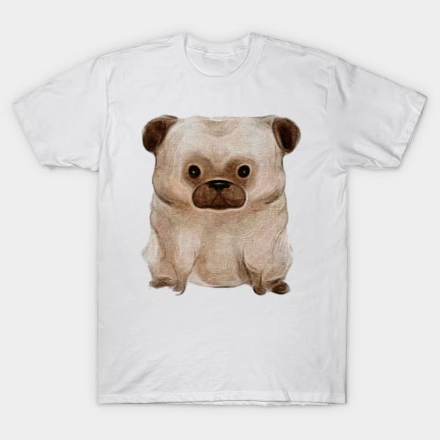 Cute Fawn Pug Puppy Drawing| Funny Kawaii Pug T-Shirt by penandbea